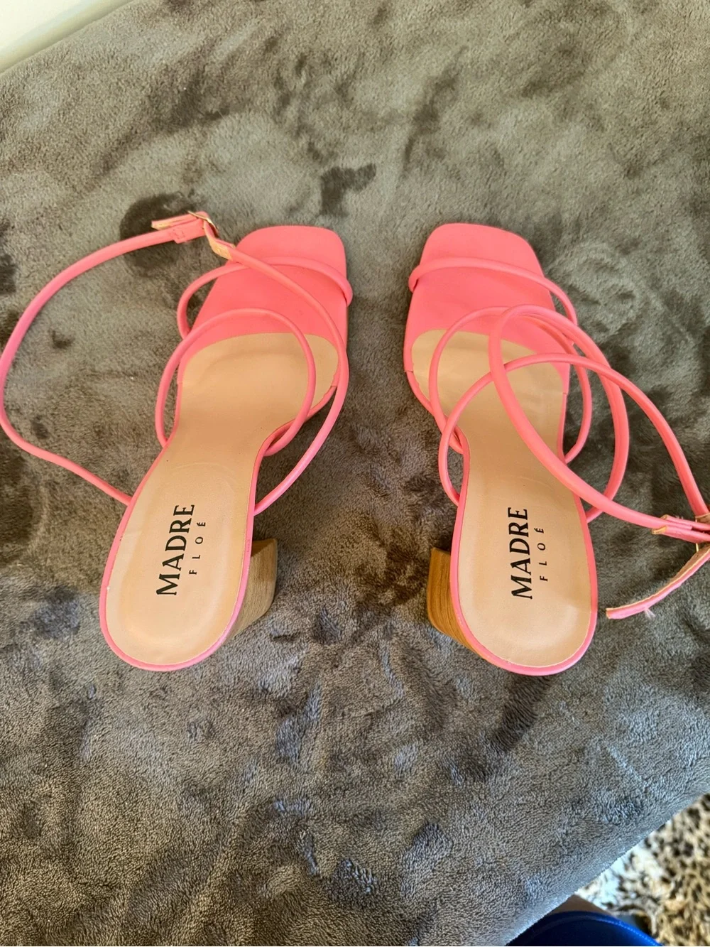 Hot Pink Strappy Block Heel Sandal